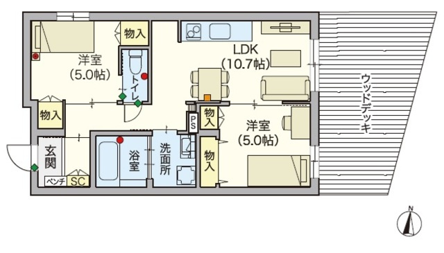 （シニア限定）フクゥール横浜中山の間取り|シニア向けの充実した設備