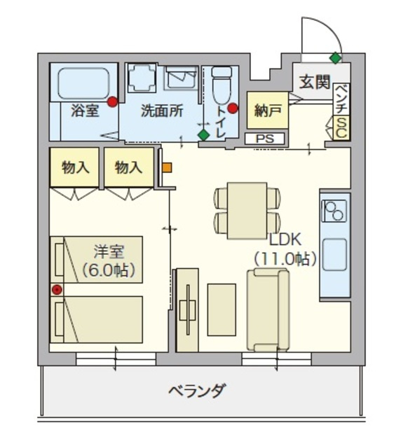 （シニア限定）クレサングリュの間取り|シニアに優しい充実した設備