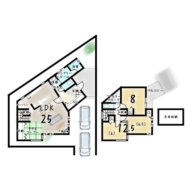 川西市寺畑２丁目 建築条件付土地の参考プラン|【土地2498万円　建物1998万円　建物面積105.33㎡】
外構費用110万円・建築確認申請費用120万円別途要（税込）