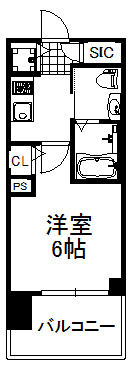 大阪市中央区松屋町の賃貸マンションの間取り