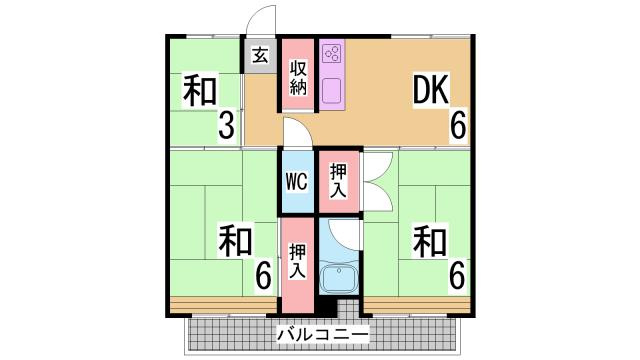 神戸市北区鈴蘭台東町６丁目の賃貸マンションの間取り