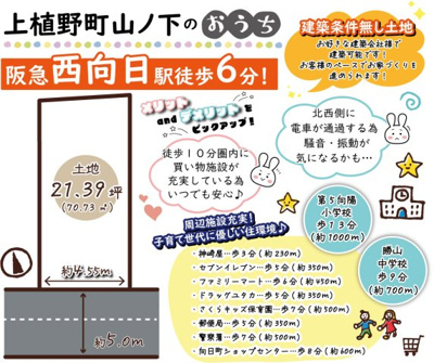 上植野町山ノ下　建築条件無し土地の画像