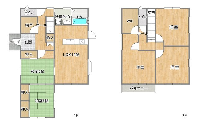 いわき市南台　5LDKの間取り