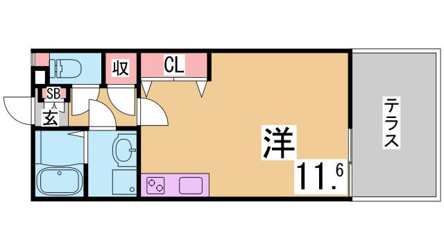 神戸市長田区高取山町２丁目の賃貸マンションの間取り