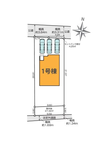 菊池郡大津町第2-1棟（1号棟）　の区画図|配置図（1号棟）