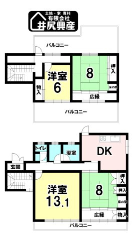 岩出市川尻　中古戸建の間取り