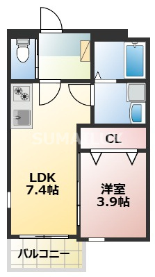 熊本市中央区西子飼町のアパートの間取り