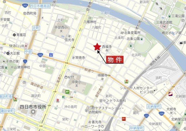 四日市市中町の地図|広域Map
