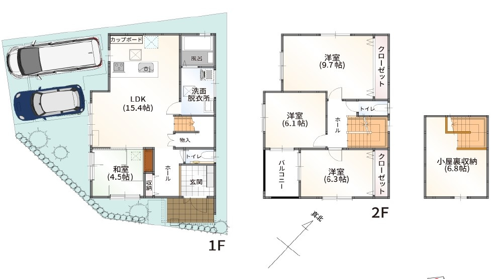 野洲市冨波乙2-3-2号　新築戸建ての間取り