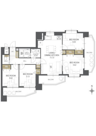 【間取り】 | 三愛シティライフ箱崎12☆仲介手数料無料☆