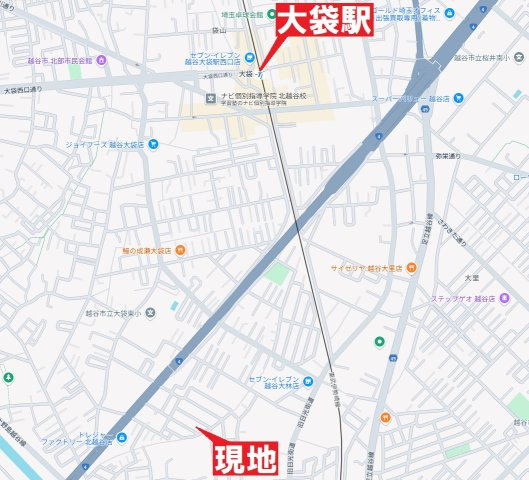 越谷市袋山売地の地図