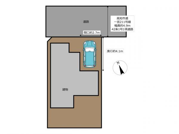 高知市一宮しなね1丁目 戸建ての区画図|【リフォーム工事完了】普通車1台可能。