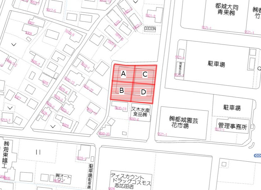 都城市志比田町の売地の土地図