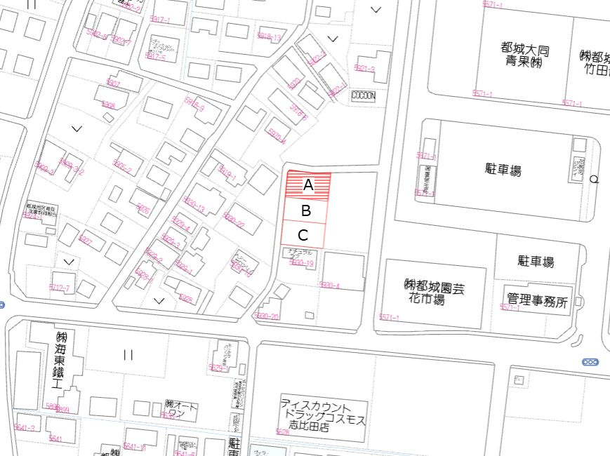 都城市志比田町の売地の地図