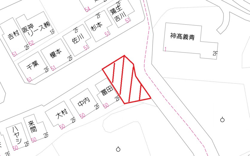 柏原市国分東条町売土地の区画図
