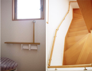 仲介手数料不要　リナージュ東区水源23-1期【泉ヶ丘小・東野中】の内装|フラットフロアや手すり付きの階段など、お年寄りはもちろん、どなたでも使いやすく、安全に配慮をした設計です。
・フラットフロア　・手摺付階段
・ワイドスイッチ　・低槽ユニットバス