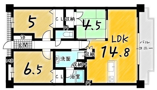 レ・ジェイド伏見中書島の間取り