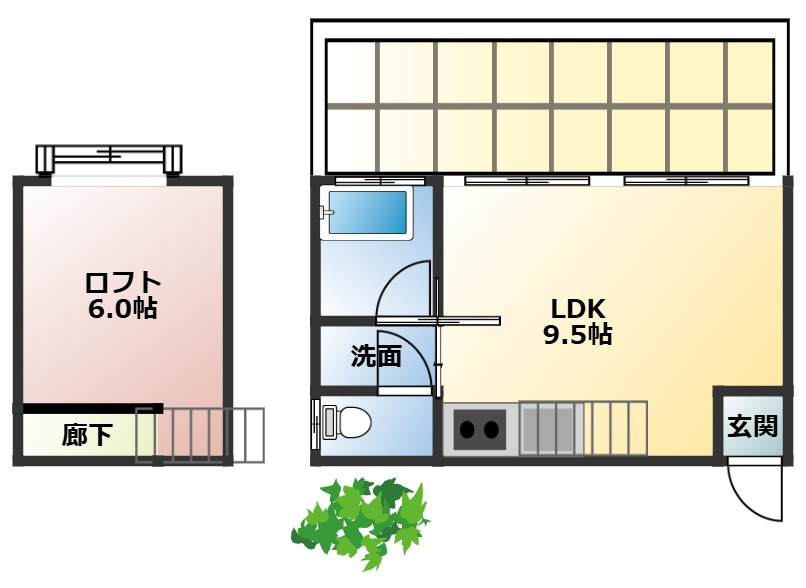 有田川リバーサイドヒル①ロフト付木造平屋建の間取り