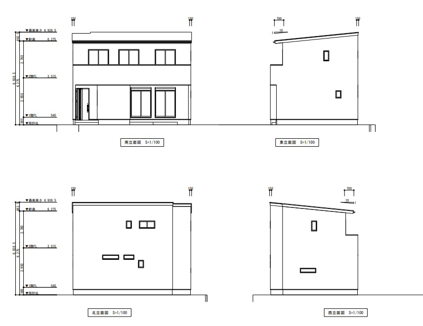 高知市西秦泉寺・西棟-建築条件付き-売土地のその他|参考立面図