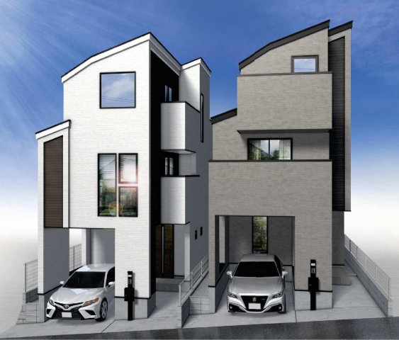 【横浜市保土ケ谷区権太坂3丁目17-8全2棟新築戸建て】★仲介手数料無料★（境木小学校・境木中学校）の外観パース