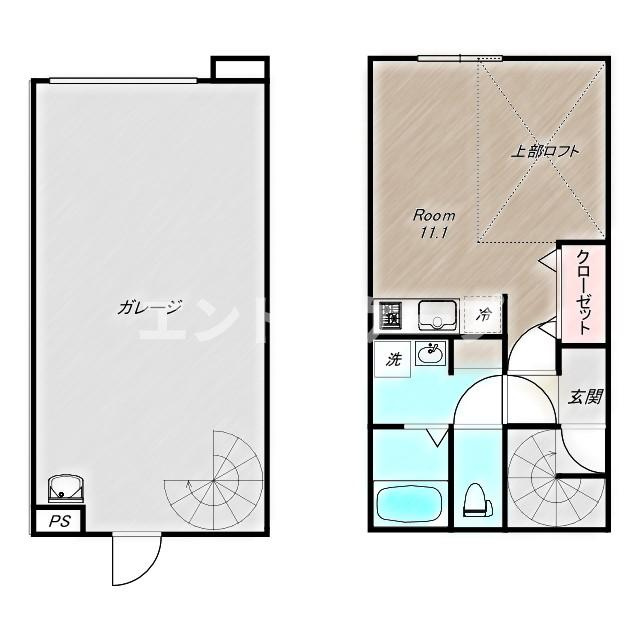 相生町ガレージＡＰの間取り|高崎、前橋エリアのお部屋探しはエンドスケープまで！お客様の理想お聞かせ下さい♪