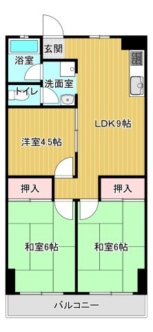 シャトー朝霧の間取り|※反転タイプ
