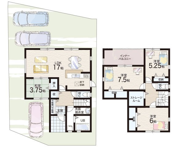 桜井市大豆越　第6期　新築一戸建ての間取り|4号地