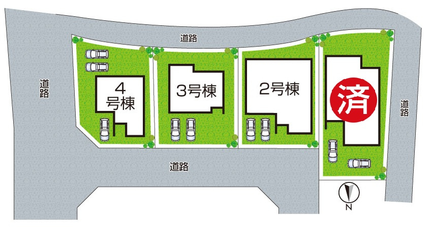 桜井市大豆越　第6期　新築一戸建ての区画図|全4区画