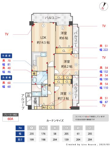 ファミール岡本の間取り|最上階　南西角部屋　92.1㎡　3LDK