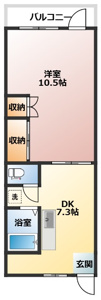 洋室10帖以上！広々１DKの間取りです！