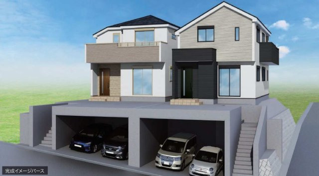 【横浜市旭区笹野台3丁目12-2全2棟新築戸建て】★仲介手数料無料★（笹野台小学校・希望ケ丘中学校）の外観パース