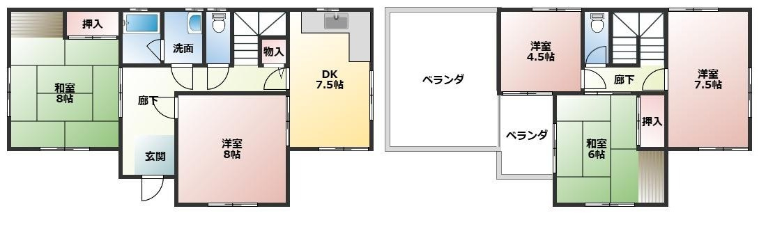 あきる野市伊奈　中古戸建　☆展望良好☆の間取り