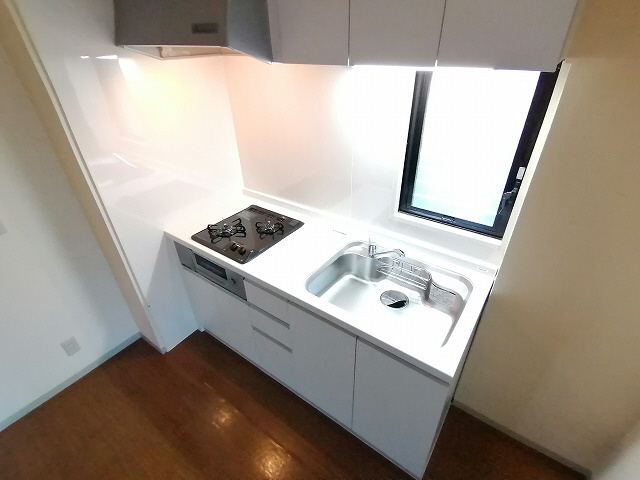 神戸市須磨区東落合３丁目のアパートのキッチン|システムキッチン（ガスコンロ２口）