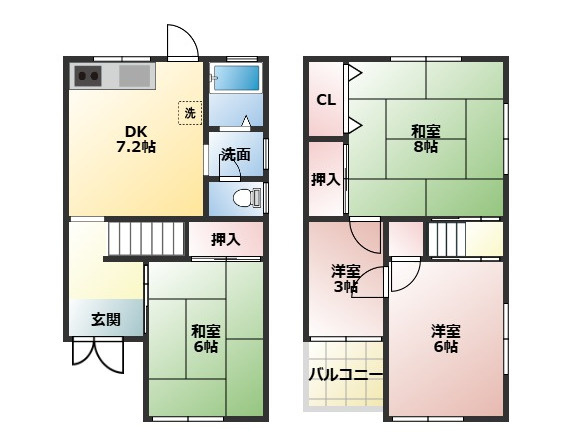 西二見貸家の間取り