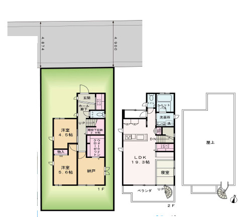 藤沢市花の木　中古戸建の間取り