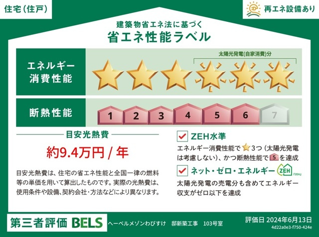 へーベルメゾンわびすけの省エネ性能ラベル|★省エネ性能ラベル★