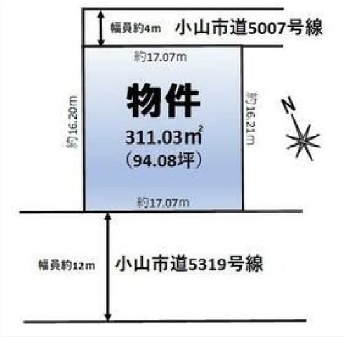 小山市犬塚　売地の土地図