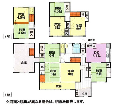 【間取り】 | 高砂市中島1丁目　中古戸建 | 9ＤＫ+倉庫です。