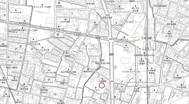 松山市古三津　新築戸建①の地図