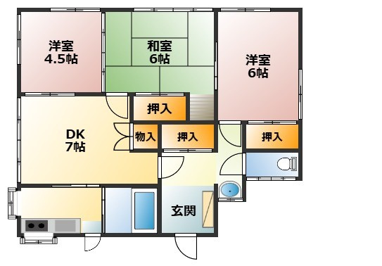 黄金町貸家の間取り