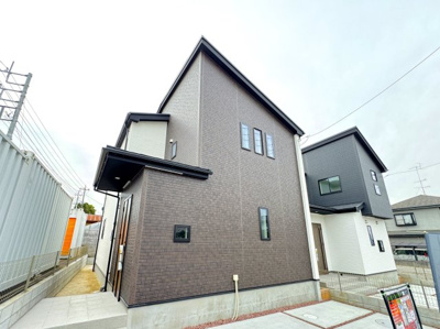 【外観】 | 流山市美原３丁目新築戸建【西深井小学校：5分】 | 2号棟外観・完成済み内覧可能です！