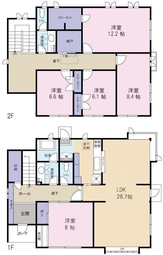明石市大久保町山手台3丁目　中古戸建の間取り|5LDK+シャッター付きガレージです。