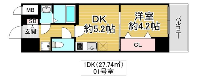 東大阪市川俣３丁目の賃貸マンションの間取り