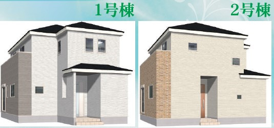 小田原市千代23-1期　新築戸建全3棟　2号棟の外観パース