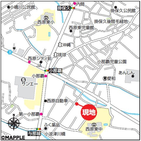 ハートフルタウン西原町小那覇　1号棟の地図