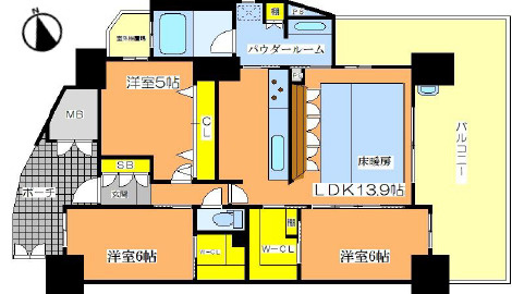 【間取り】 | アルファステイツ姫路城西　2階 | 3LDK+WIC2か所です。