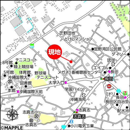 ハートフルタウン宜野湾市宜野湾　D号棟の地図