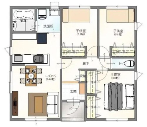 山形市飯塚平屋【建売住宅】の間取り|間取り図。ご予約受付中！