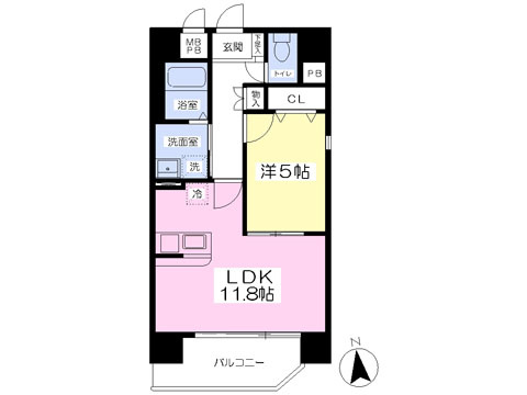 熊本市中央区九品寺２丁目の賃貸マンションの間取り