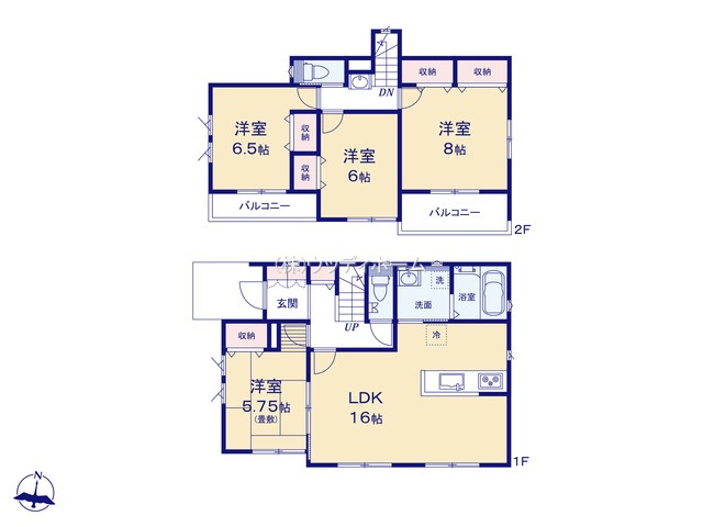 春日部市中央　新築一戸建て　2号棟の間取り